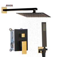 JDOOR 2 functions Stainless Steel Gold ceiling shower Black concealed shower Square Shower mixer set